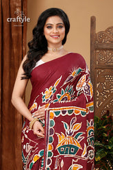 Artisanal Hand Painted Batik Pure Cotton Saree - Craftyle