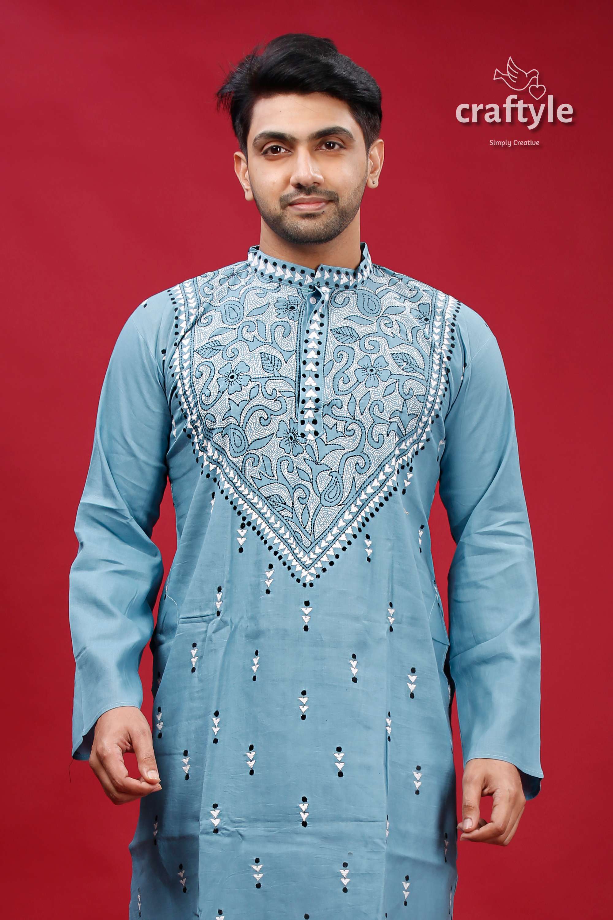 Boston Blue Designer Cotton Panjabi for Men