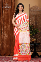 Butterfly Painted Stylish Hand Batik Pure Cotton Saree - Craftyle