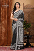 Charcoal Black and White Party Wear Silk Kantha Saree - Craftyle