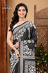 Charcoal Black and White Party Wear Silk Kantha Saree - Craftyle