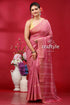 Charm Pink Bhagalpuri Silk Saree with Golden Zari Border - Ghicha Silk - Craftyle