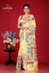 Crayola Yellow Lotus Motif Silk Kantha Stitch Saree - Craftyle