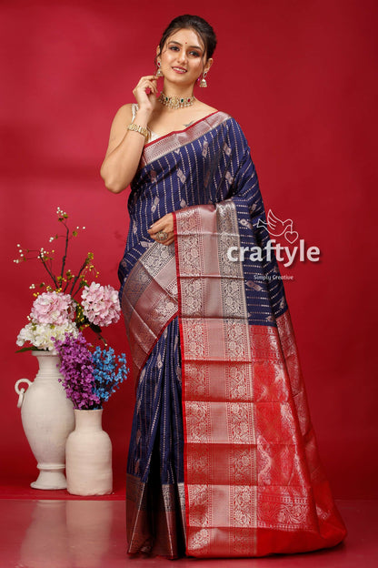 Dark Navy Blue Kosha Silk Saree - Vibrant and Stylish - Craftyle