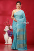 Eastern Blue Bhagalpuri Silk Saree Golden Zari Accent - Craftyle