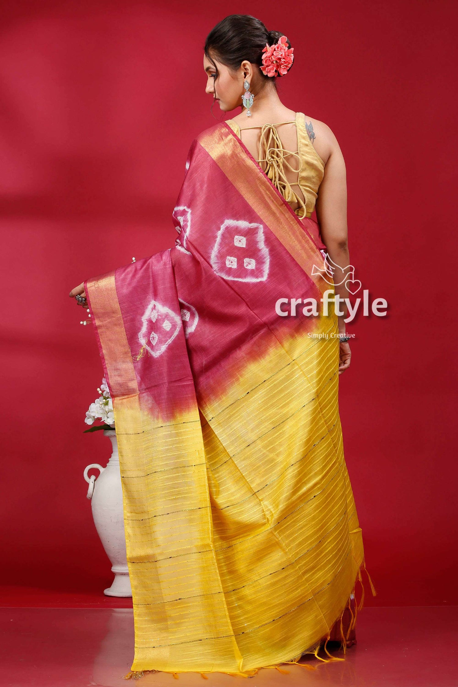 Elegant Amaranth Purple Bandhni Silk Saree Perfect for Special Occasions - Craftyle