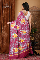 Fish Artistry Handcrafted Batik Pure Cotton Saree - Craftyle