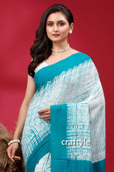 Green Shibori Handwoven Cotton Saree - Artisan Craftsmanship - Craftyle