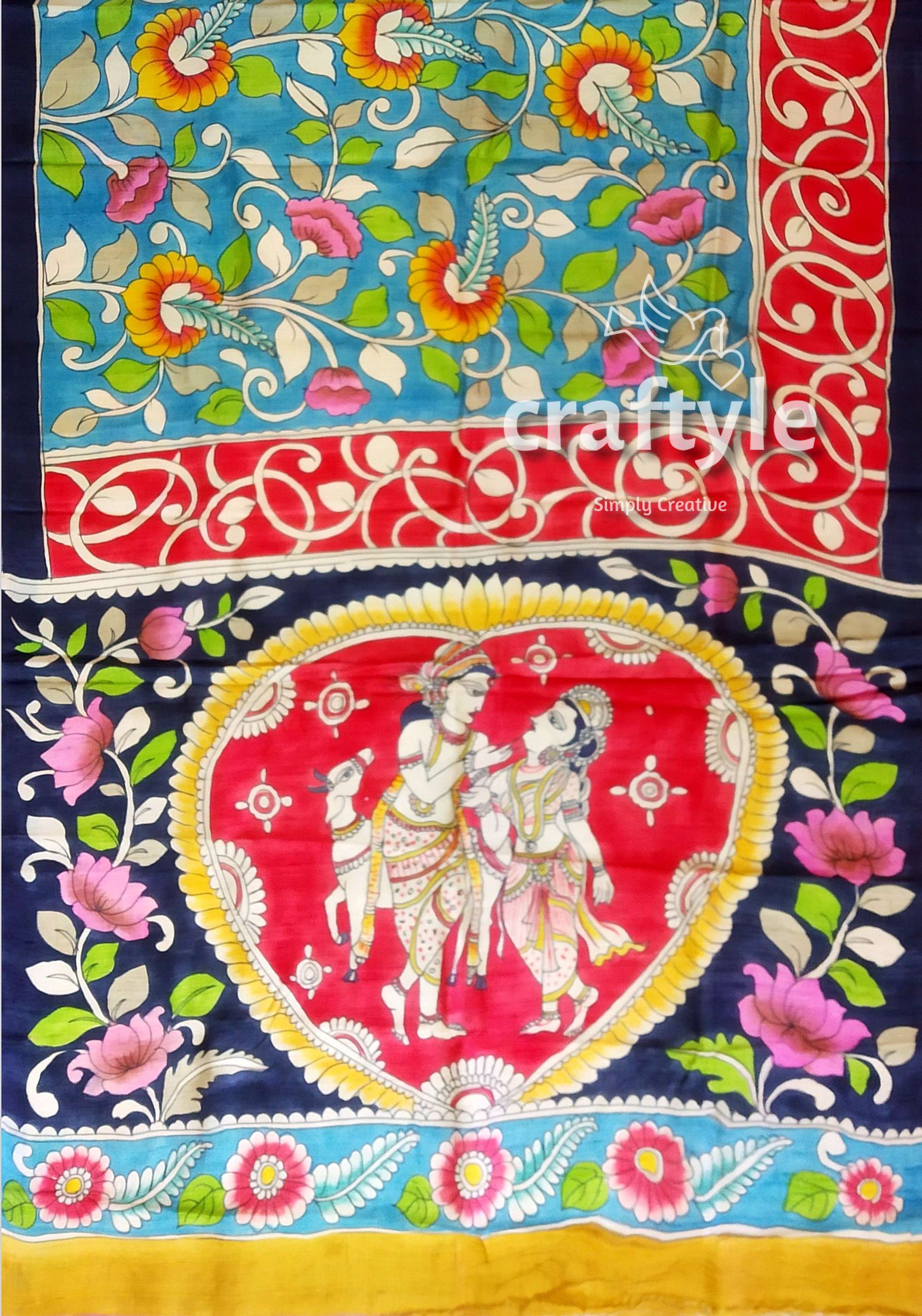 Hand Paint Kalamkari outlet Design On Bishnupuri Tassor Silk With Blouse Piece Bishnupuri Tassor Silk With Kalamkari Hand Painted Work Saree