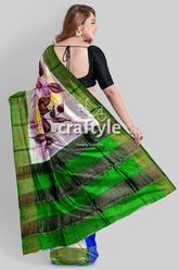 Hand Painted Zari Pure Tussar Saree - Floral Design for a Luxurious Look - Craftyle