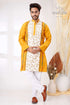 Harvest Gold and White Kantha Work Men&