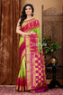 Kelly Green and Dark Magenta Kanjivaram Silk Saree - Craftyle