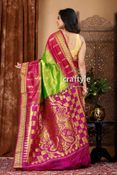 Kelly Green and Dark Magenta Kanjivaram Silk Saree - Craftyle