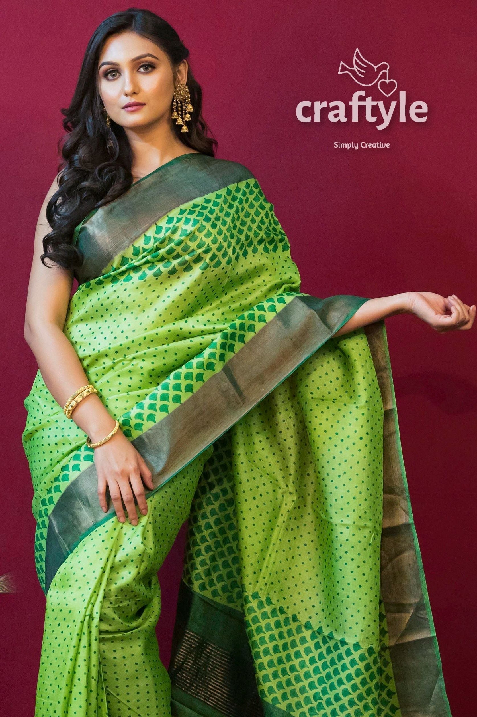 Zari Tassar outlet Silk Saree With Running Blouse Piece