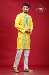 Minion Yellow Kantha Stitch Cotton Men&