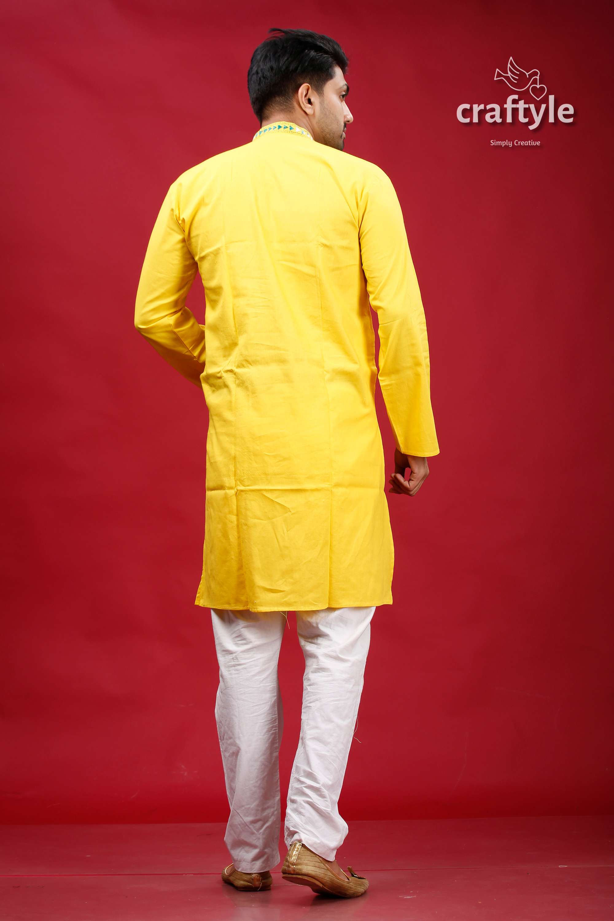 Minion Yellow Kantha Stitch Cotton Men&