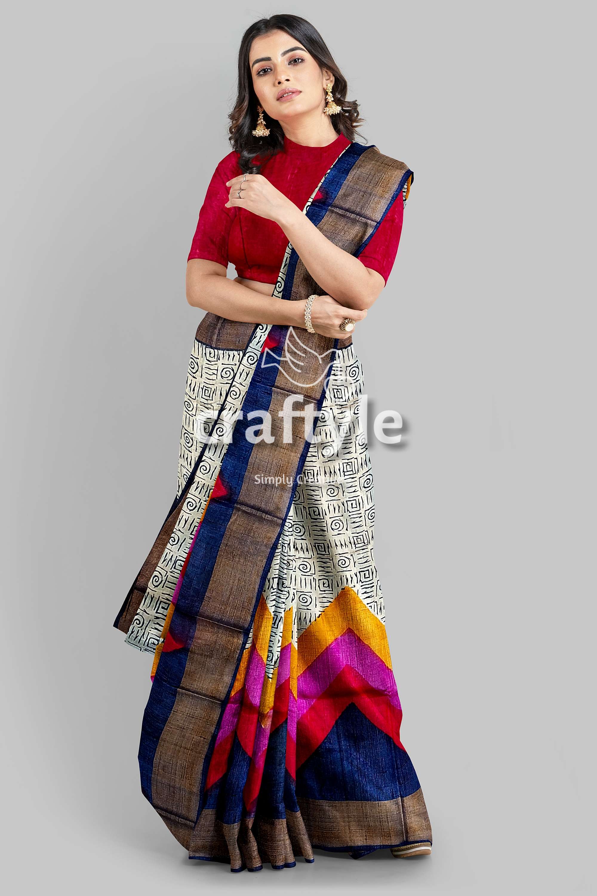 Zari Boder On 2024 Tussor Silk Saree Hand Painted Zari Boder On Premium Zari Boder Tussar Silk Sare With Blouse Piece