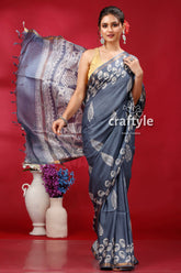 Paynes Gray Modal Silk Saree - Modern and Stylish - Craftyle