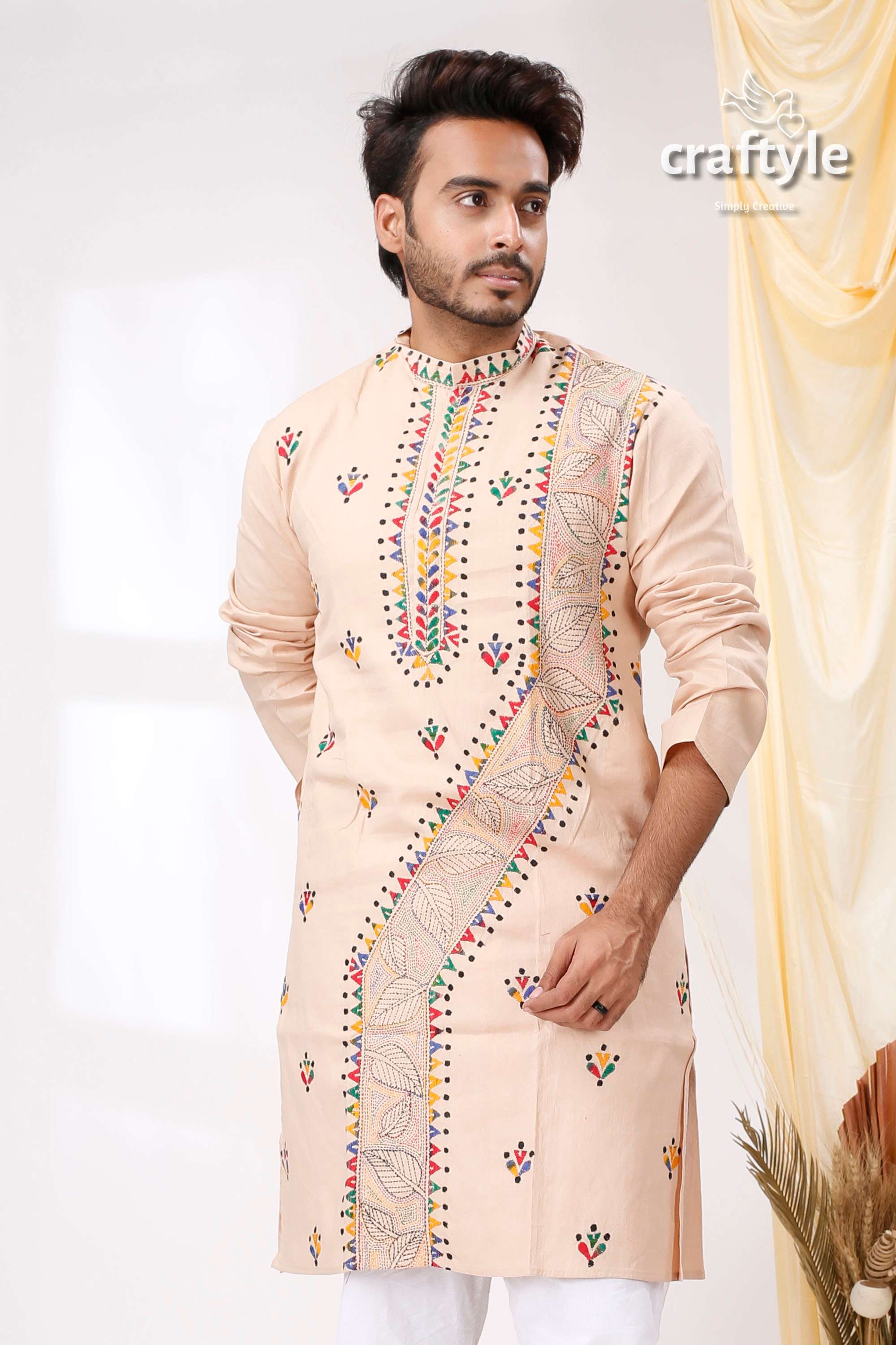 Pearl Bush Multithread Design Kantha Work Men&