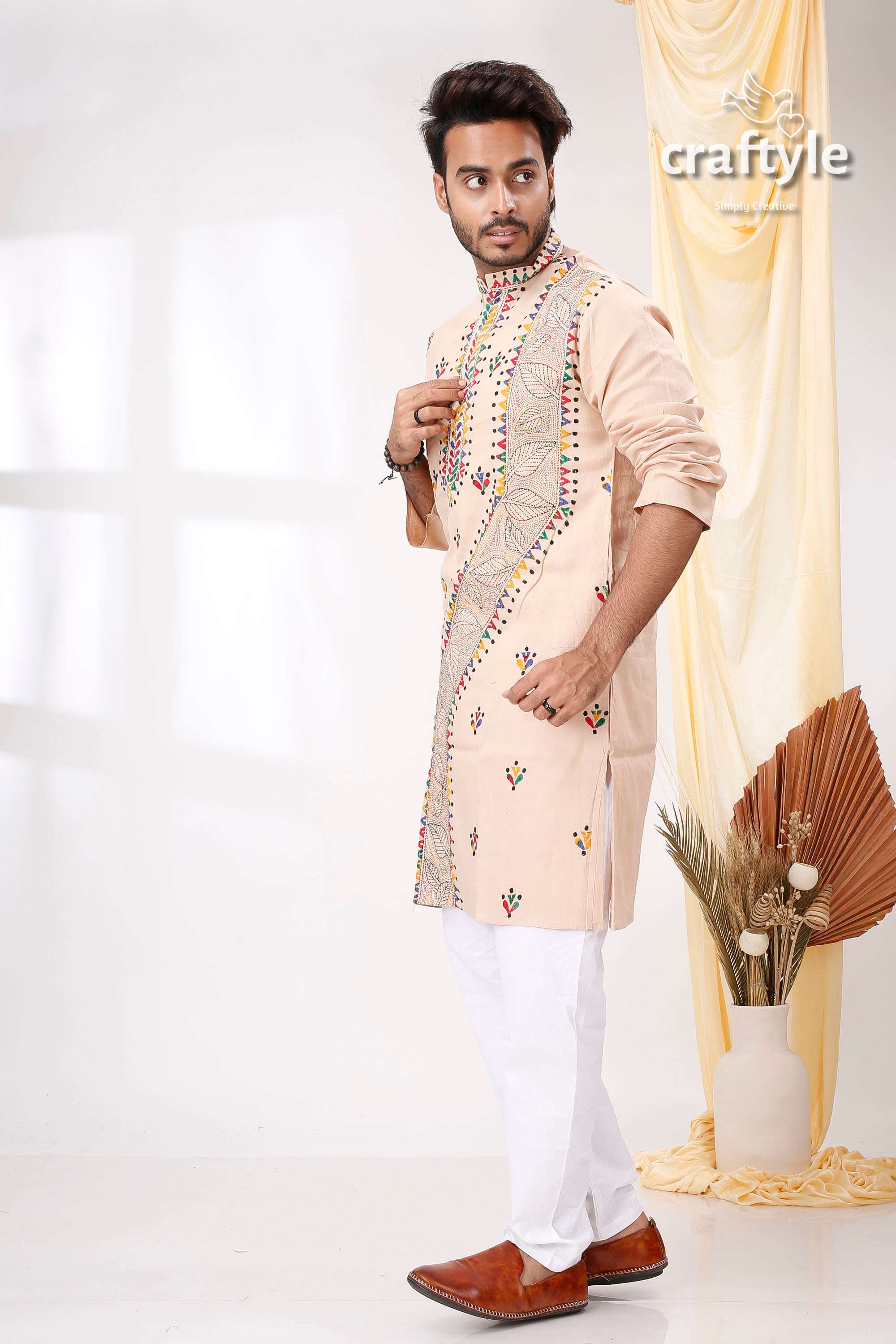 Pearl Bush Multithread Design Kantha Work Men&