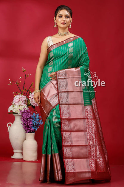 Pigment Green Kosha Silk Saree - Traditional Elegance - Craftyle