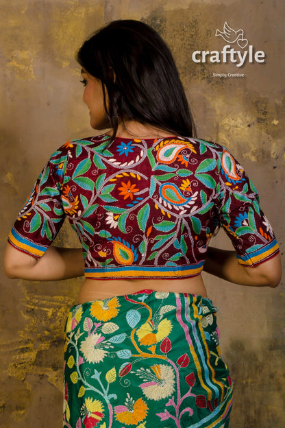 Pure Silk Kantha Stitch Blouse - Craftyle