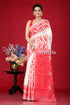 Radical Red and White Traditional Dhakai Jamdani Saree - Craftyle