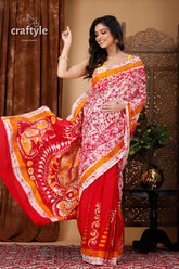 Rangoli Pattern Handcrafted Batik Pure Cotton Saree - Craftyle