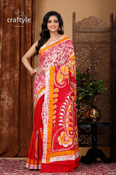 Rangoli Pattern Handcrafted Batik Pure Cotton Saree - Craftyle