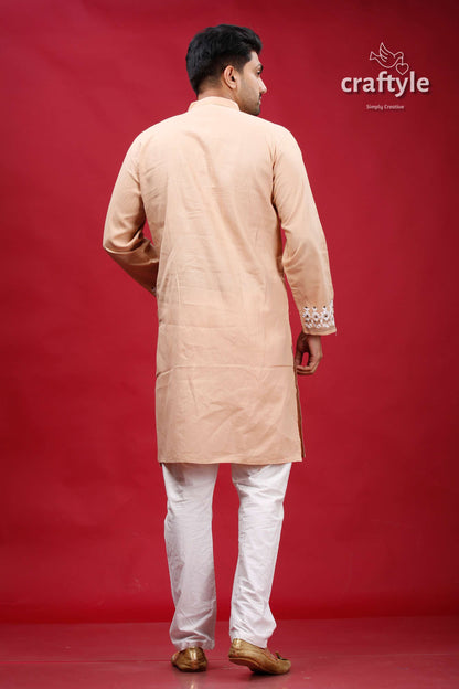 Rodeo Dust Fish Design Kantha Stitch Cotton Kurta for Men - Craftyle