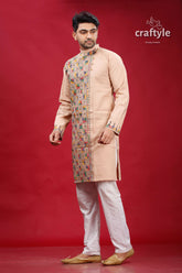 Rodeo Dust Hand Embroidered Kantha Cotton Kurta for Men - Craftyle