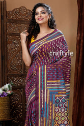 Sangria Purple Exclusive Kantha Silk Saree-Craftyle