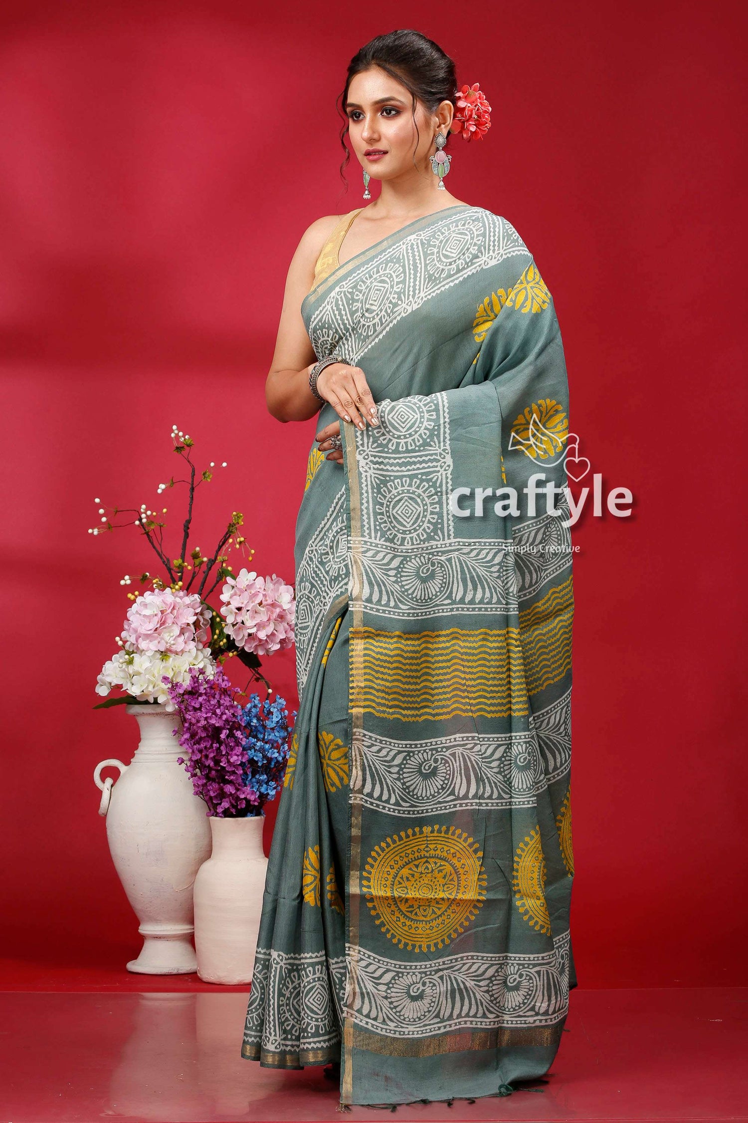 Steel Teal Modal Silk Saree - Stylish Choice for Party Wear - Craftyle