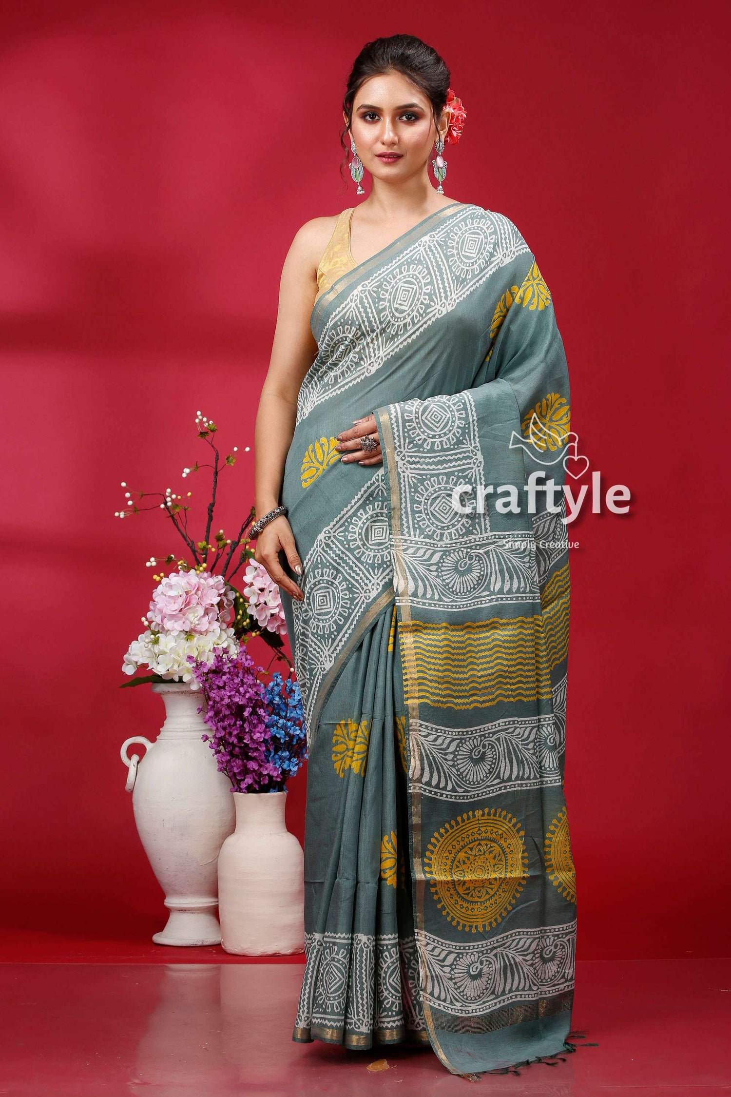 Steel Teal Modal Silk Saree - Stylish Choice for Party Wear - Craftyle