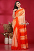 Tiger Orange Shibori Cotton Handwoven Saree - Perfect for Summer - Craftyle