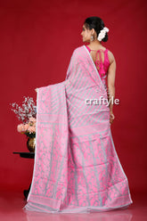 Tower Grey Pink Timeless Jamdani Saree - Perfect for Any Occasion - Craftyle