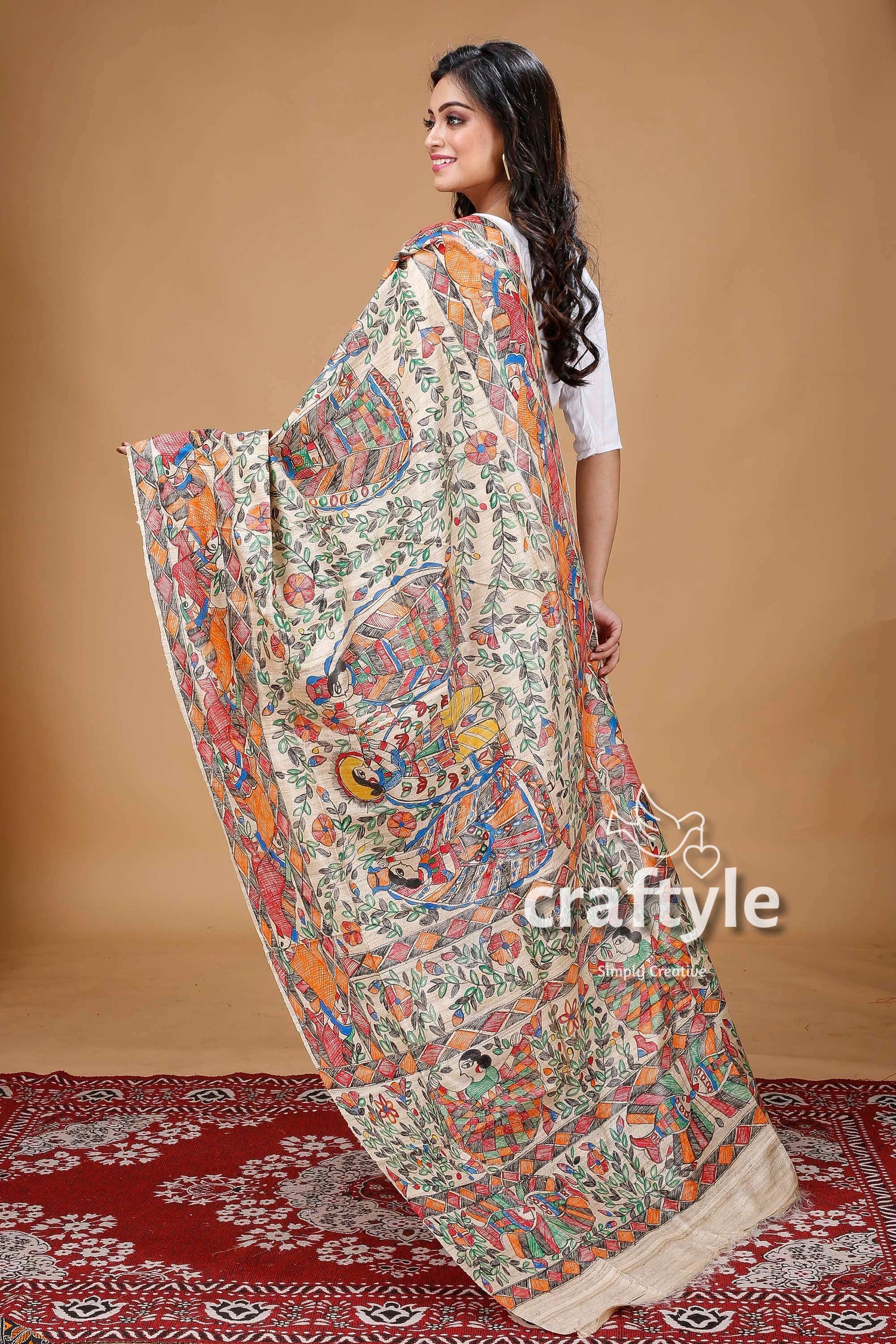 Traditional Madhubani Art Dupatta - Craftyle