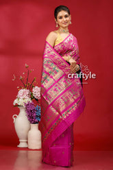 Traffic Purple Soft Silk Swarnachari Saree - Golden Zari Meena Work - Craftyle