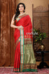 Vivid Burgundy and Green Zari Border Bomkai Silk Saree - Craftyle