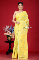 Yellow-Green Elegant Jamdani Saree for Women - Craftyle